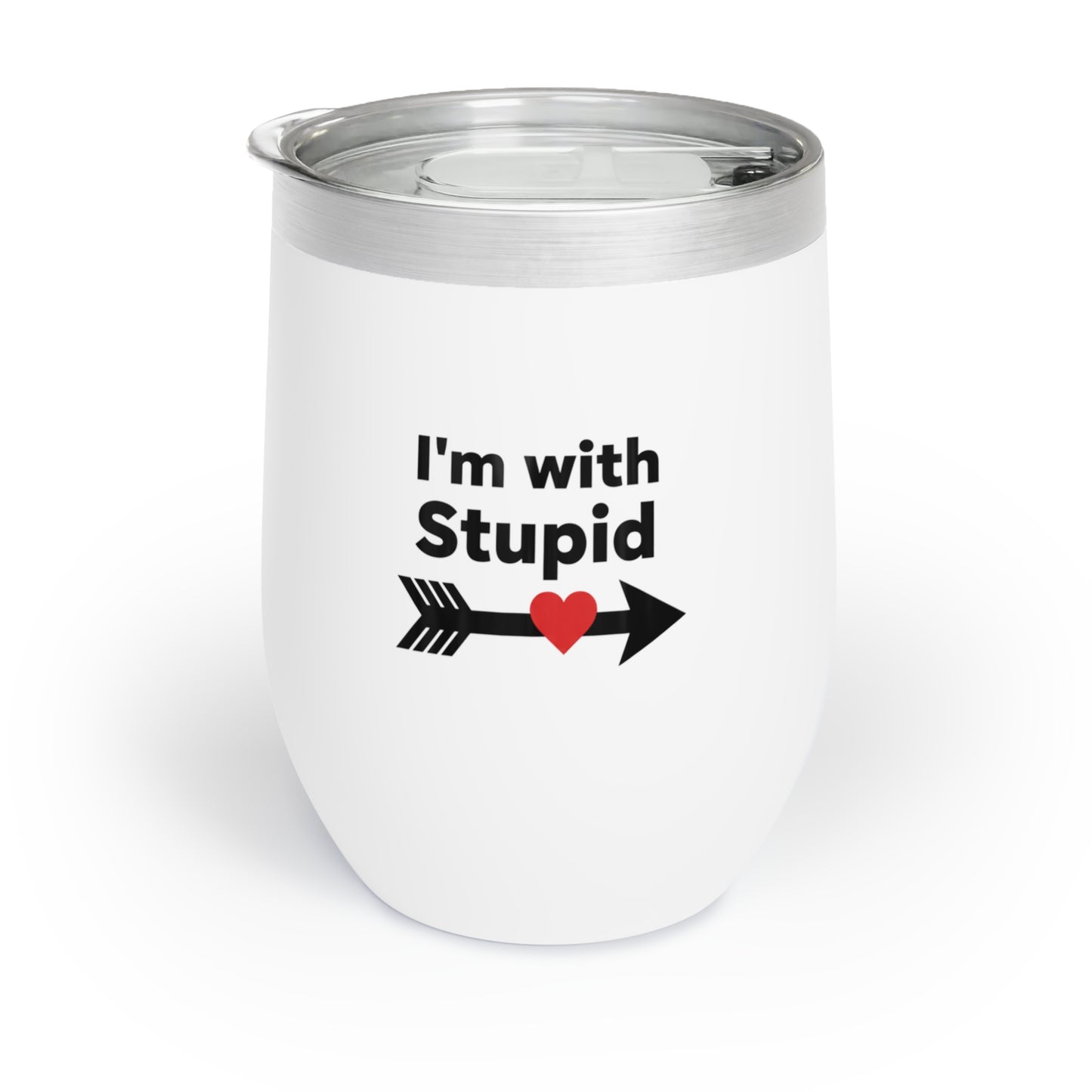 I’m With Stupid – 12 oz Stainless Steel Wine Tumbler | Funny Matching Gift for Couples & Friends