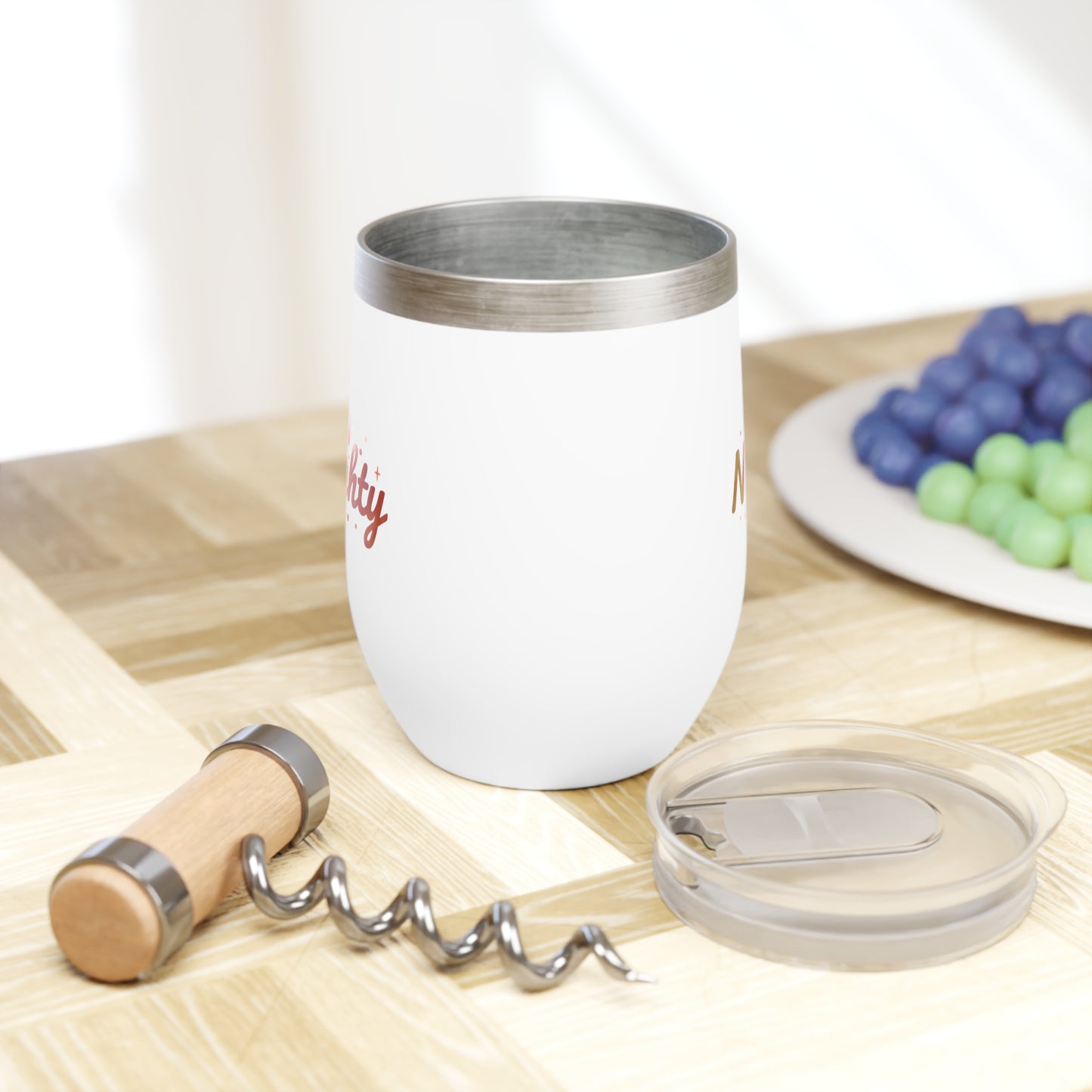 Naughty – Funny Christmas Wine Tumbler | Holiday Gift for Her, Stainless Steel Insulated Cup