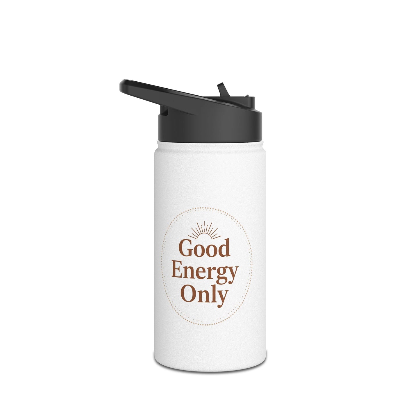 Good Energy Only – Boho Stainless Steel Water Bottle | Mindful Hydration, Yoga & Wellness Gift