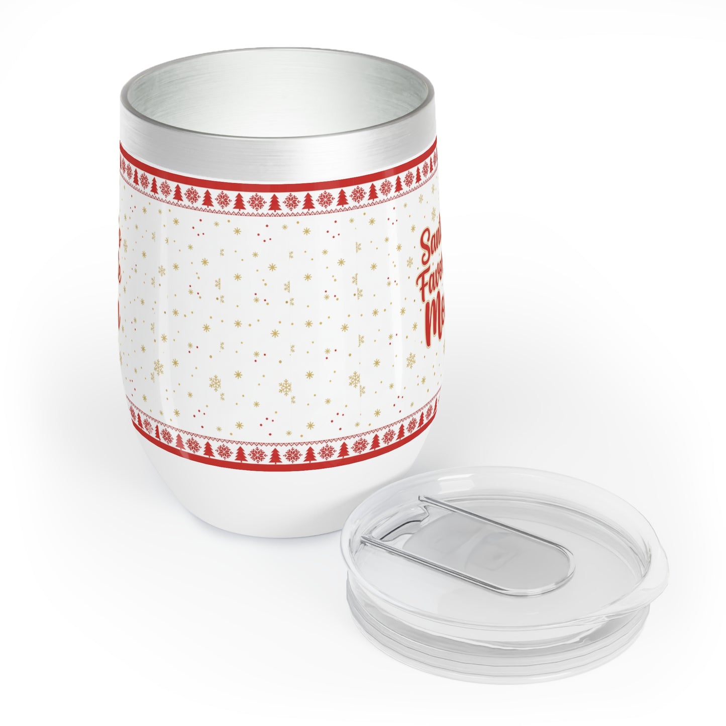 Santa’s Favorite Mom – Christmas Wine Tumbler | Holiday Gift for Moms, Cozy Stainless Steel Cup