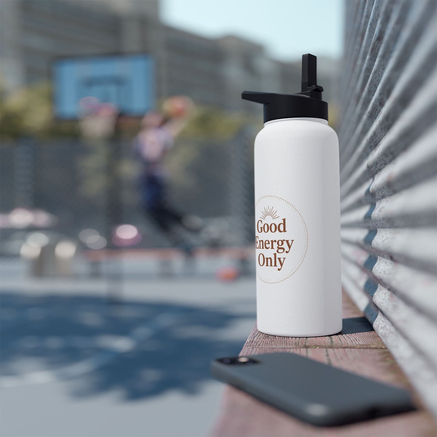 Good Energy Only – Boho Stainless Steel Water Bottle | Mindful Hydration, Yoga & Wellness Gift