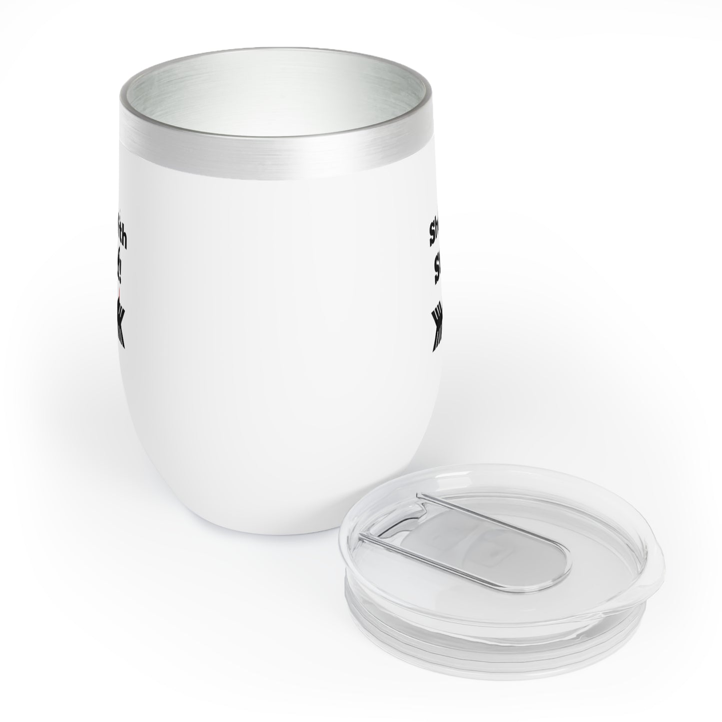 She’s With Stupid! – 12 oz Stainless Steel Wine Tumbler | Funny Matching Gift for Couples & Friends