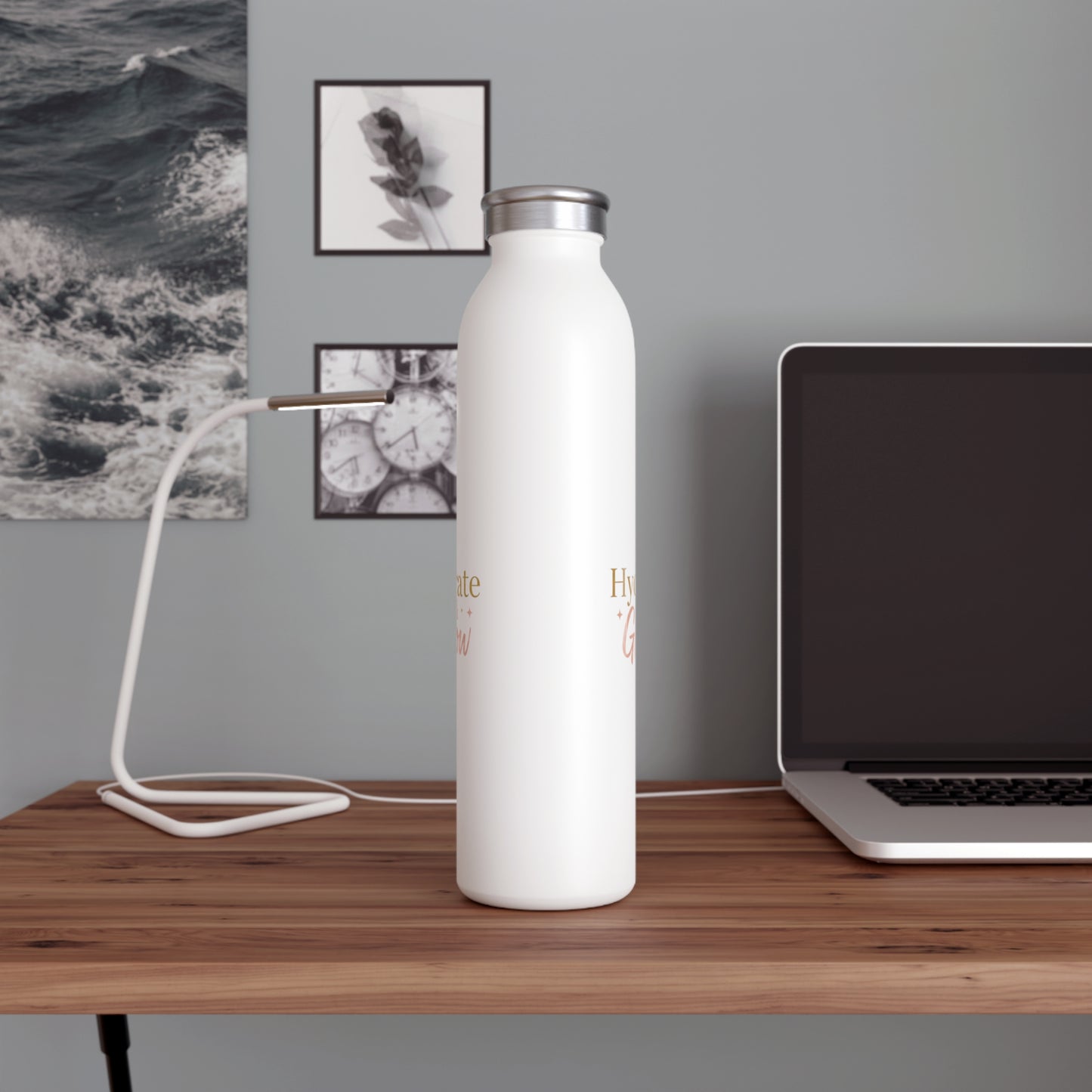 Hydrate & Glow – Slim Stainless Steel Water Bottle | Aesthetic Self-Care Gift for Women